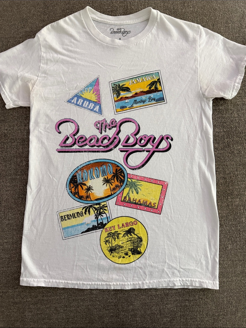 White The Beach Boys Graphic Tee - Pink Script